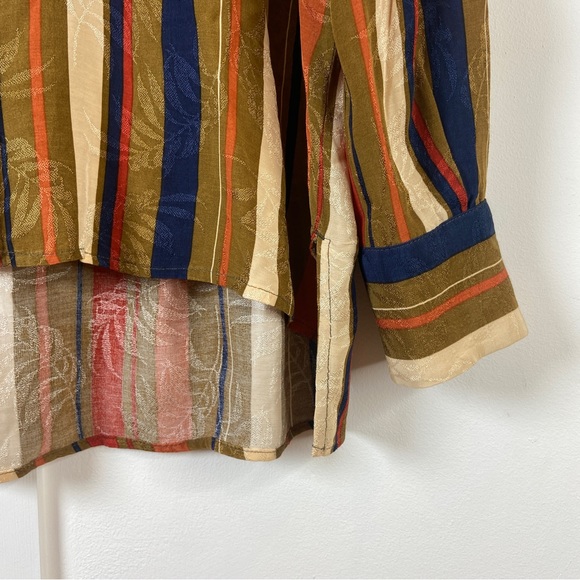 Mango stripe leaf print blouse - Size M - Picture 4 of 7